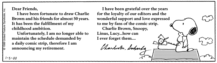 peanuts the last comic strip Peanuts the last comic strip